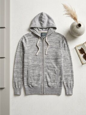 Kolby Supply Co. Grey Space Dye Knit Full Zip Hoodie Sweater Jacket Large L/G